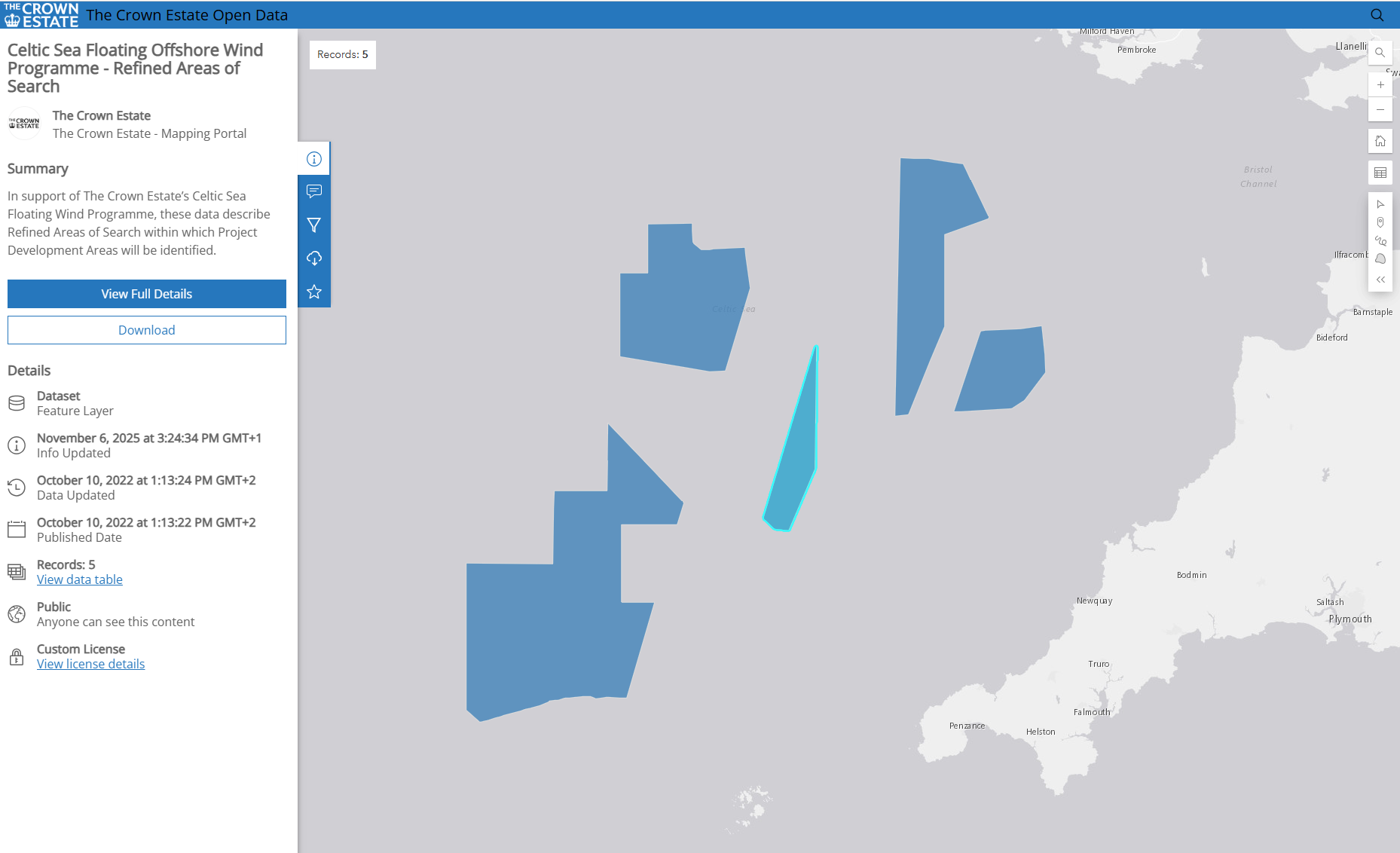 Celtic Sea lease areas with highlighted Morie Analytics study area