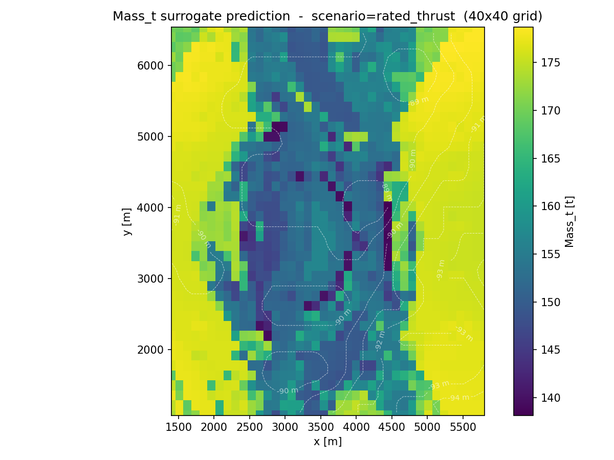Lease-scale prediction of suction pile mass showing spatial variability driven by subsurface conditions