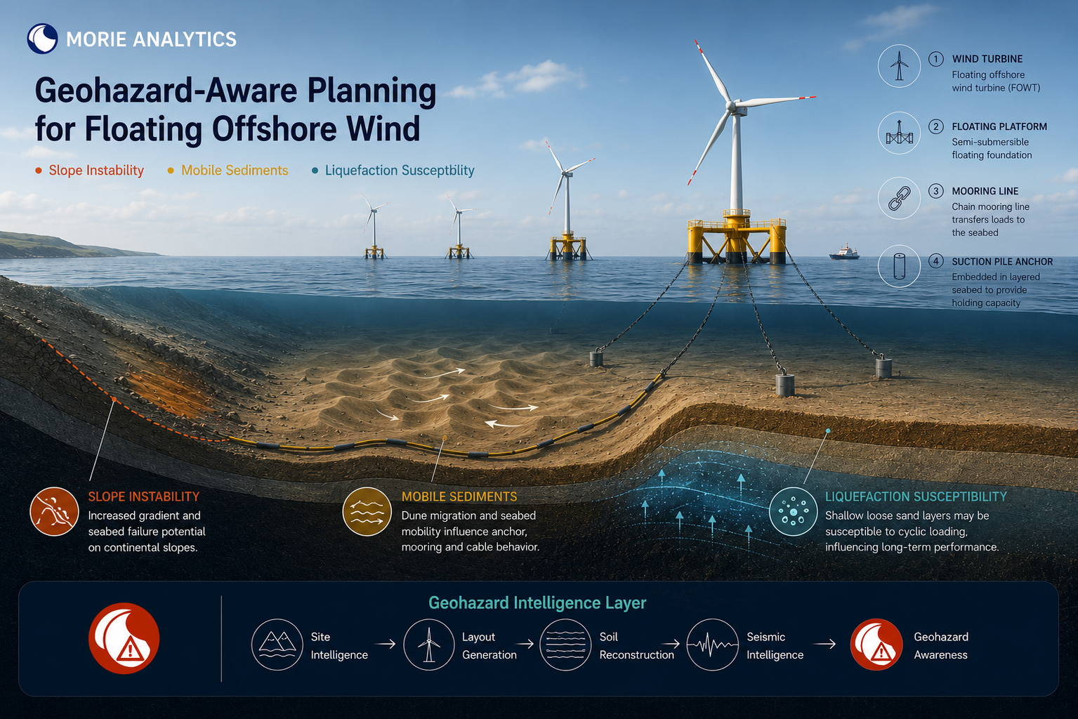 Integrated geohazard-aware planning workflow for floating offshore wind